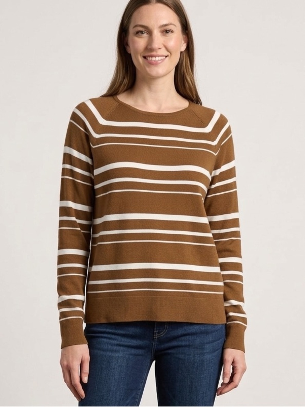 Vintage Women’s Pendleton Brown & White Stripe fine knit Sweater Xlarge Tall